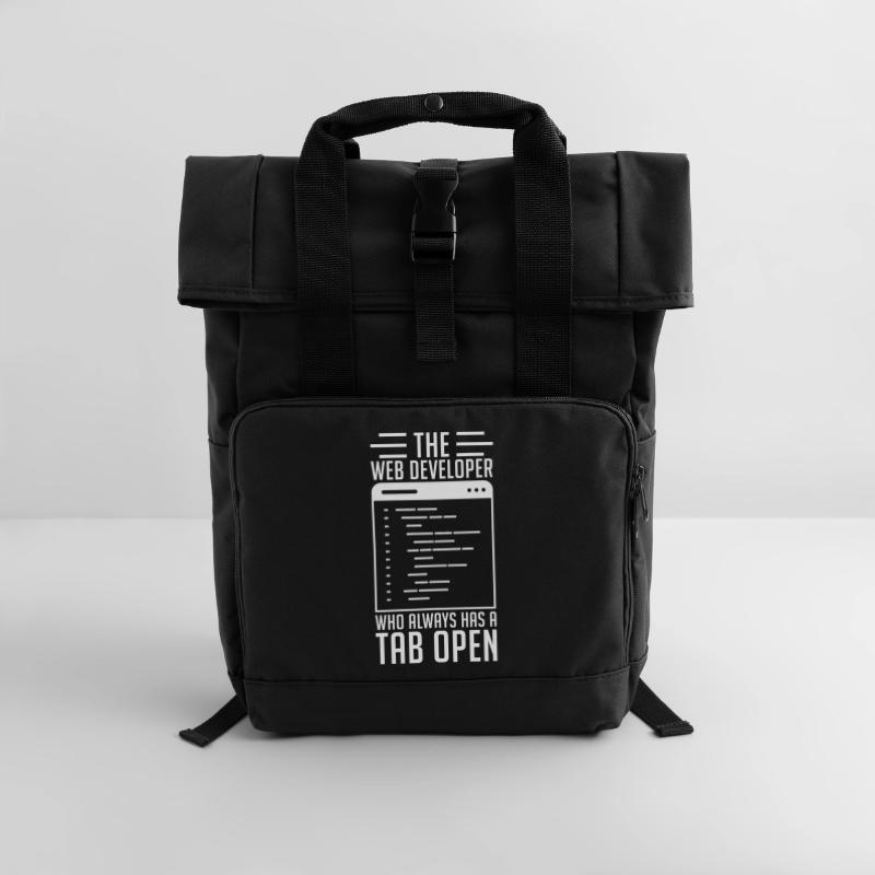 Web Developer Tab Always Open Roll Top Backpack with Two Handles