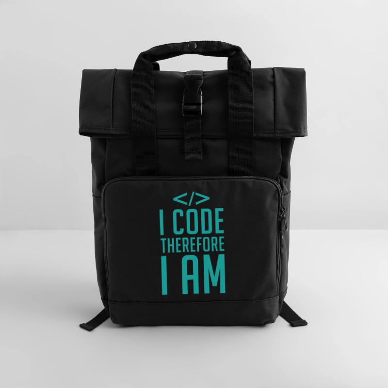 Programmierer Entwickler Coder Code Rolltop Rucksack mit zwei Griffen