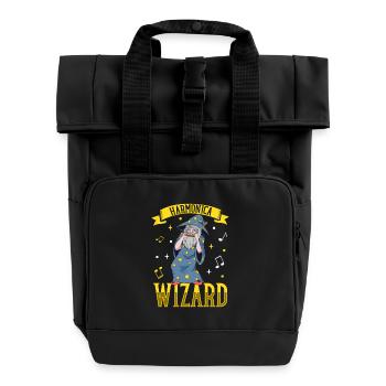 Harmonica Wizard - Mundharmonika - Rolltop Rucksack mit zwei Griffen - Schwarz - Vorne