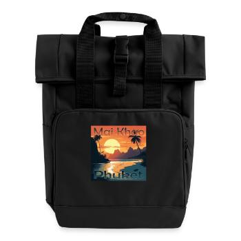 Summer Holidays at Mai Khao Beach, Phuket - Roll Top Backpack with Two Handles - black - Front