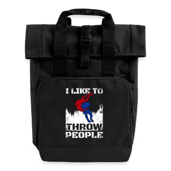 I like to throw people Sambo - Roll Top Backpack with Two Handles - black - Front