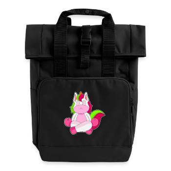 Einhorn Yoga Fitness Meditation - Rolltop Rucksack mit zwei Griffen - Schwarz - Vorne