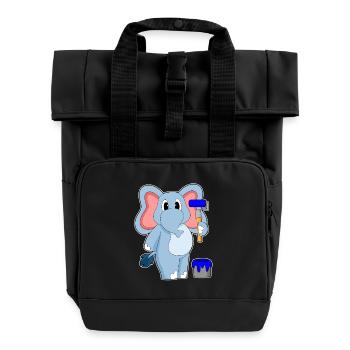 Peintre d’éléphants peinture à rouleaux - Sac à dos Roll Top à deux anses - noir - Devant