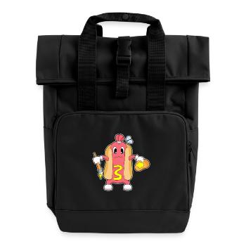 Hotdog Painter Brush Painting - Roll Top Backpack with Two Handles - black - Front