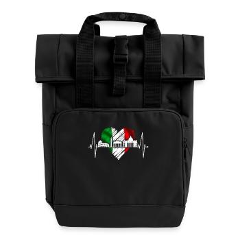 Rom Kolosseum Herzschlag Roma Skyline Rome Italien - Rolltop Rucksack mit zwei Griffen - Schwarz - Vorne