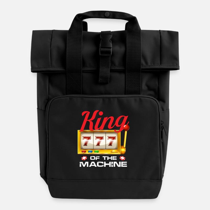 Roi de la machine Design pour un joueur de casino - Sac à dos Roll Top à deux anses - noir