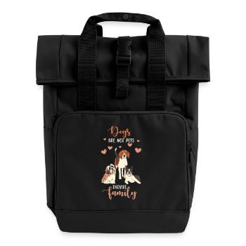 Cat Family - Roll Top Backpack with Two Handles - black - Front