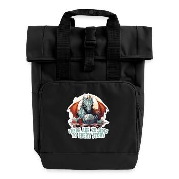 Drache W20 Würfel Fantasy RPG Shirt - Rolltop Rucksack mit zwei Griffen - Schwarz - Vorne
