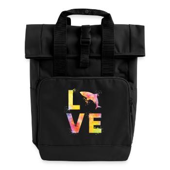 Shark love - Roll Top Backpack with Two Handles - black - Front