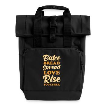 Bread Baker Baking - Roll Top Backpack with Two Handles - black - Front