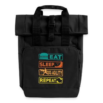 Eat Sleep Dog Agility Repeat - Rolltop Rucksack mit zwei Griffen - Schwarz - Vorne