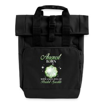 Birthstone August Peridot - Roll Top Backpack with Two Handles - black - Front