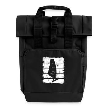 Windsurfing Sketch - Roll Top Backpack with Two Handles - black - Front