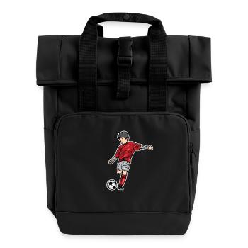 Fußball Kind Skizze - Rolltop Rucksack mit zwei Griffen - Schwarz - Vorne