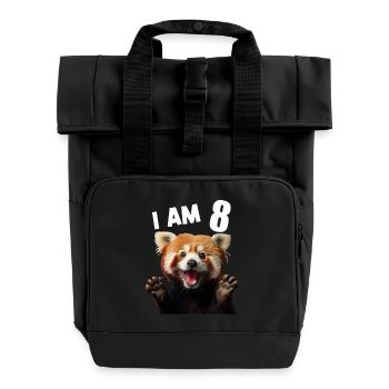 8 Jahre Kleiner Roter Panda Pandas 8. Geburtstag - Rolltop Rucksack mit zwei Griffen - Schwarz - Vorne