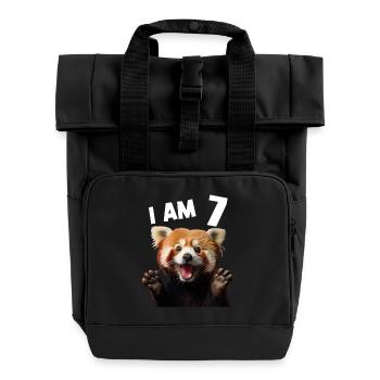 7 Jahre Kleiner Roter Panda Pandas 7. Geburtstag - Rolltop Rucksack mit zwei Griffen - Schwarz - Vorne