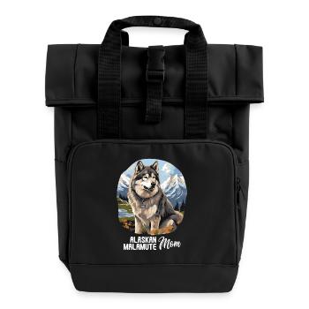 Hund Alaskan Malamute - Rolltop Rucksack mit zwei Griffen - Schwarz - Vorne