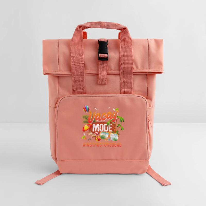 Instructor Vacation Group #Instructorsquad Roll Top Backpack with Two Handles