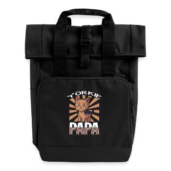 Yorkie Papa - Yorkshire Terrier - Roll Top Backpack with Two Handles - black - Front