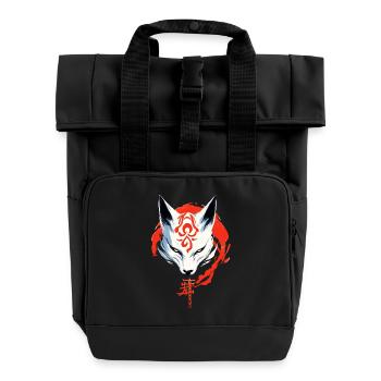 Kumiho Masque de renard samouraï Kitsune Japon Anime - Sac à dos Roll Top à deux anses - noir - Devant
