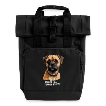 Hund Border Terrier - Rolltop Rucksack mit zwei Griffen - Schwarz - Vorne