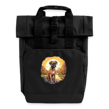 Hund Boxer - Rolltop Rucksack mit zwei Griffen - Schwarz - Vorne