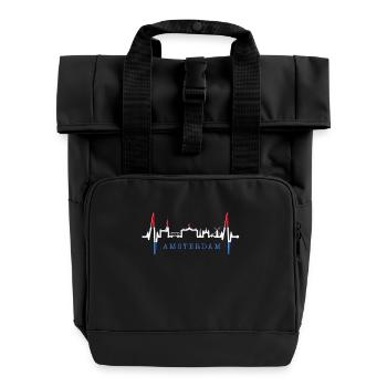 Amsterdam Skyline Netherlands Heartbeat Holland - Roll Top Backpack with Two Handles - black - Front
