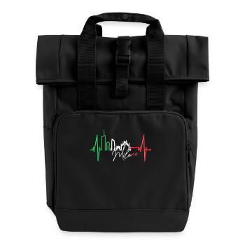 Milan Skyline Italy Heartbeat Fan Love Milano - Roll Top Backpack with Two Handles - black - Front