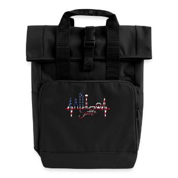 Seattle Skyline Herzschlag USA Fan Herz Puls Liebe - Rolltop Rucksack mit zwei Griffen - Schwarz - Vorne
