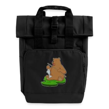 Ours Pêcheur Pêche Aux Poissons - Sac à dos Roll Top à deux anses - noir - Devant