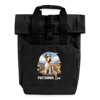 Dog Fox Terrier - Roll Top Backpack with Two Handles - black - Front