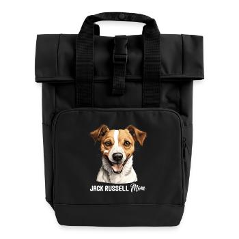Hund Jack Russell - Rolltop Rucksack mit zwei Griffen - Schwarz - Vorne