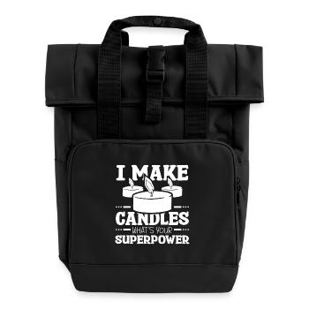 I make candles whats your superpower - Roll Top Backpack with Two Handles - black - Front