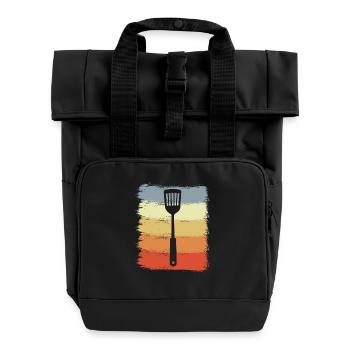 Vintage Wooden Spoon - Roll Top Backpack with Two Handles - black - Front