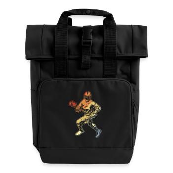 Lacrosse Spieler Zeichnung - Rolltop Rucksack mit zwei Griffen - Schwarz - Vorne
