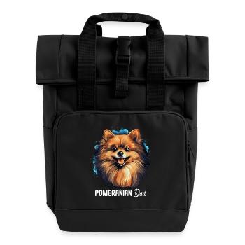 Pomeranian - Roll Top Backpack with Two Handles - black - Front