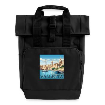 Valletta Malta Mediterranean Jewel - Roll Top Backpack with Two Handles - black - Front