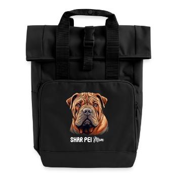 Shar Pei - Roll Top Backpack with Two Handles - black - Front