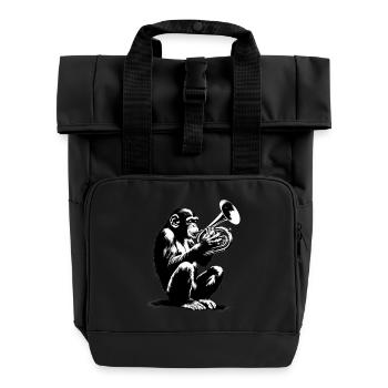 Monkey Orchestra Trumpet Street Art Banksy Stylelet - Roll Top Backpack with Two Handles - black - Front