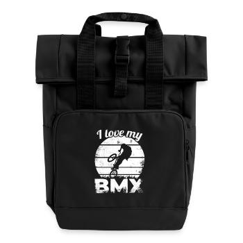 BMX Fahrer Spruch - Rolltop Rucksack mit zwei Griffen - Schwarz - Vorne