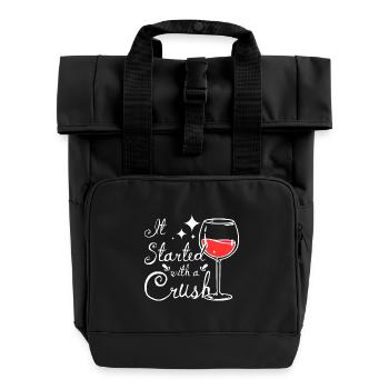It starts with a crush wine making - Roll Top Backpack with Two Handles - black - Front