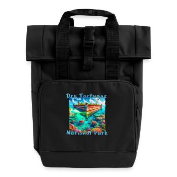 Dry Tortugas National Park Florida – Grunge Style - Roll Top Backpack with Two Handles - black - Front