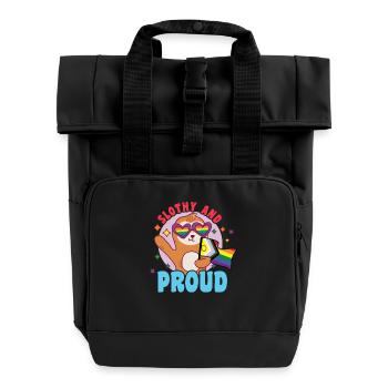Fabelhaftes Faultier-Leben mit LGBT-Flagge - Rolltop Rucksack mit zwei Griffen - Schwarz - Vorne