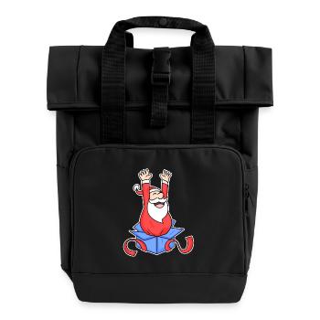 Santa Claus Surprise - Roll Top Backpack with Two Handles - black - Front