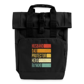 Raymond Name Papa Geschenk - Rolltop Rucksack mit zwei Griffen - Schwarz - Vorne