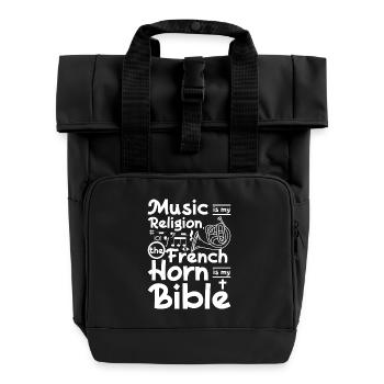 La musique est ma religion, le cor est ma bible - Sac à dos Roll Top à deux anses - noir - Devant