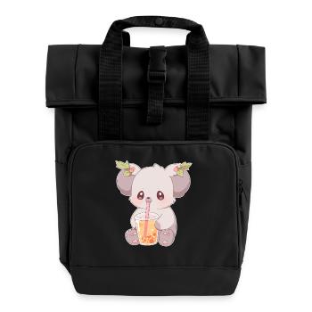 Kawaii Koala Boissons Boba Bubble Tea Chibi - Sac à dos Roll Top à deux anses - noir - Devant