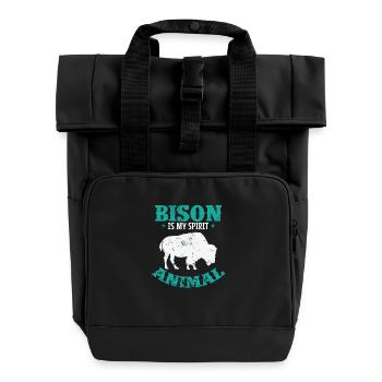 Bison is my Spirit Animal Tier - Roll Top Backpack with Two Handles - black - Front
