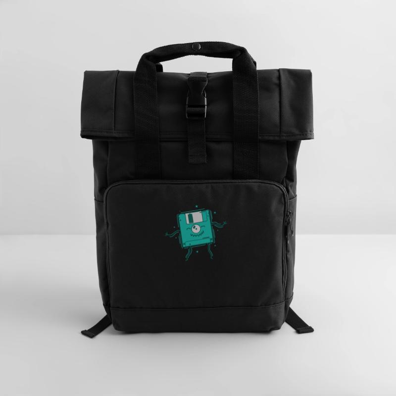 Floppy Disk Dances Retro Storage Module Disk Roll Top Backpack with Two Handles