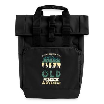 Hiking Adventure Hiker Gift Mountain Forest - Roll Top Backpack with Two Handles - black - Front